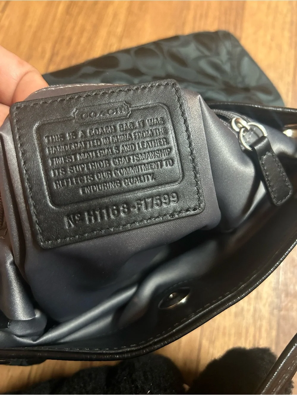 Coach Teal Signature Jacquard Shoulder Bag with Leather Trim